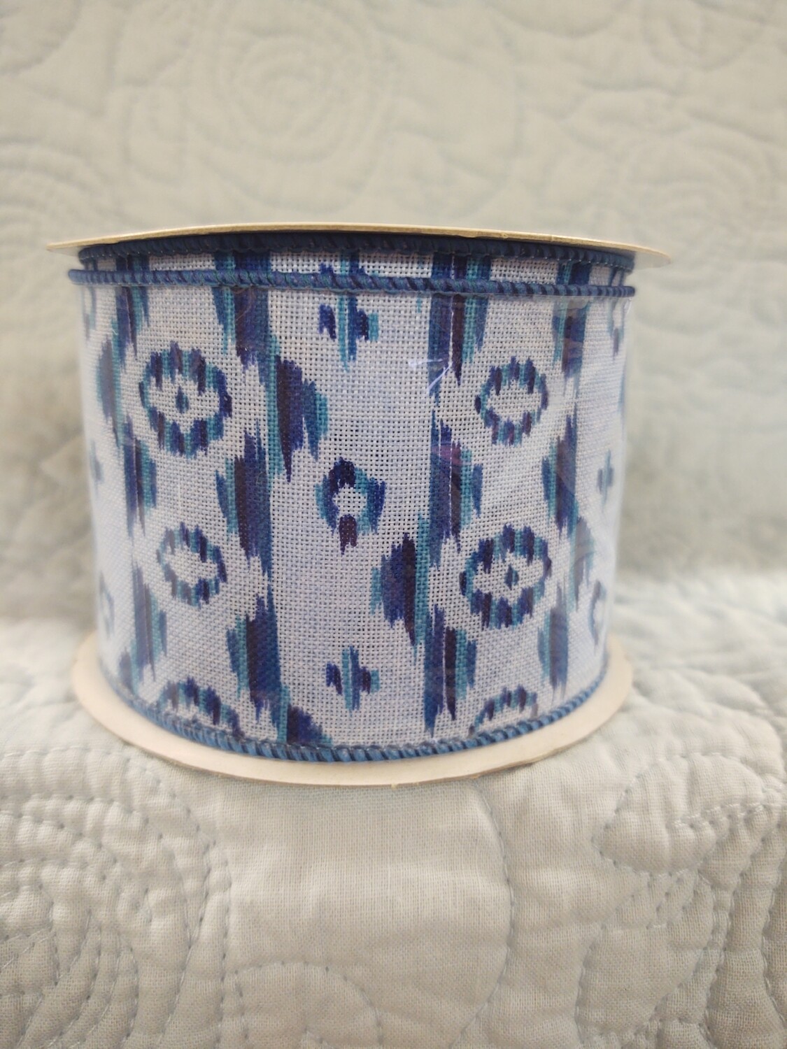 Aztec Ikat Ribbon 2.5" blue 10 yds