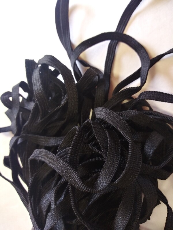 1/4" Black Elastic, .29 Cents Per Yard, 25 Yards