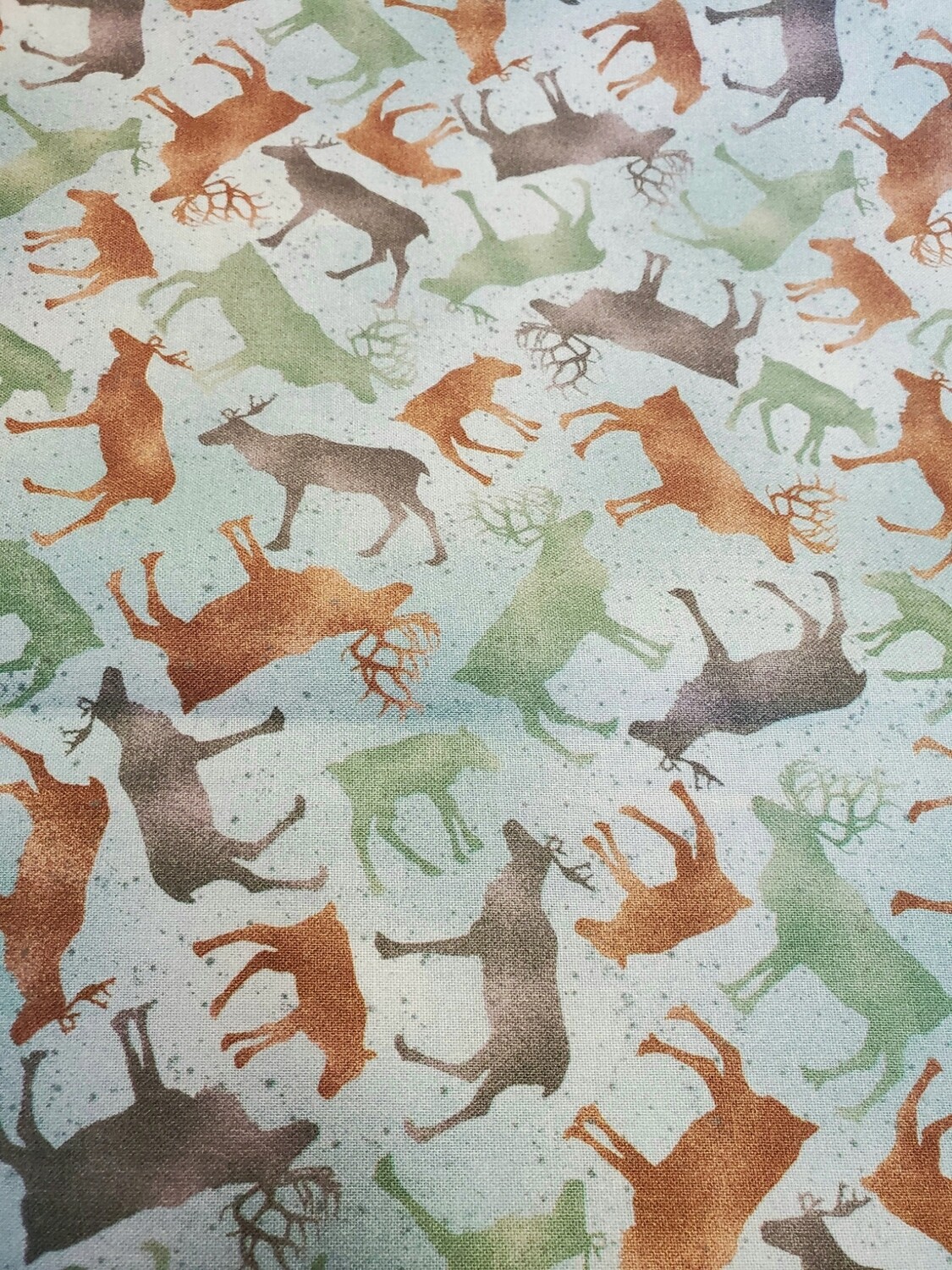 Lake Caribou - Deer Silhouettes in blue green by Lynnea Washburn for Quliting Treasures Fabrics