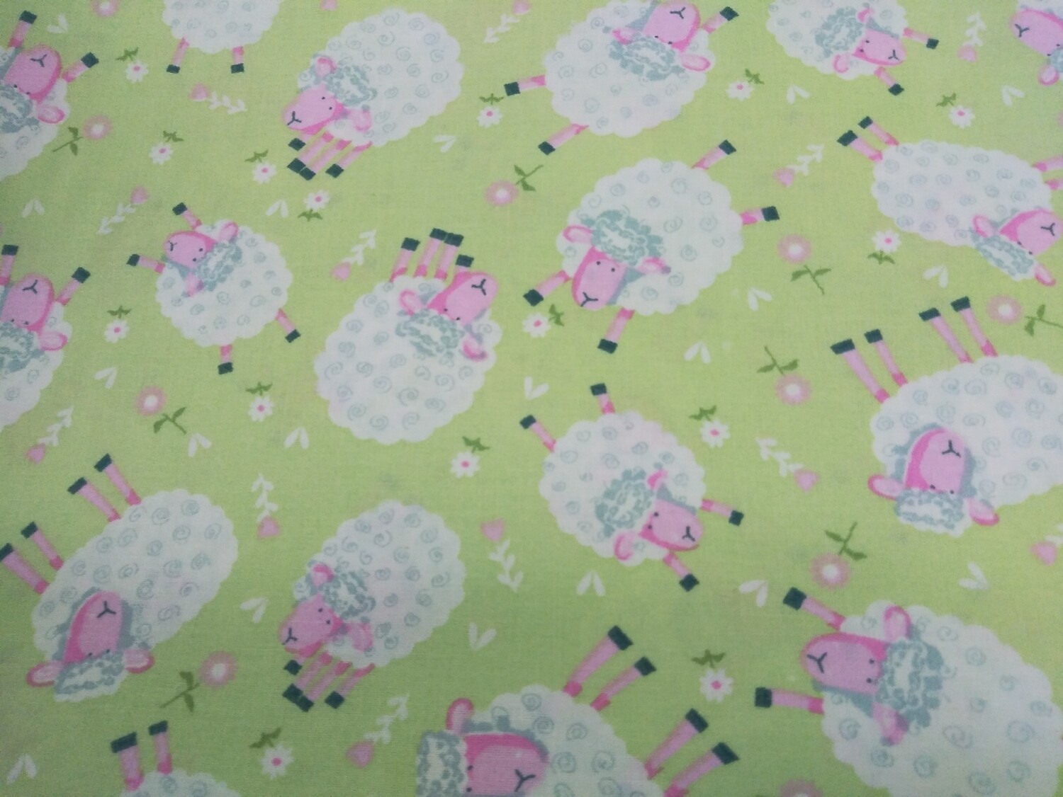 Sheep Print Fabric - Green -Price per Yard