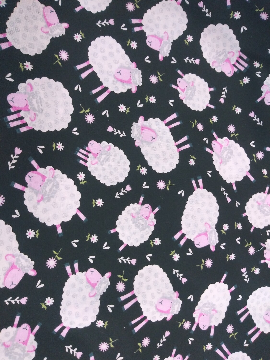 Sheep Print Fabric - Black- Price per Yard