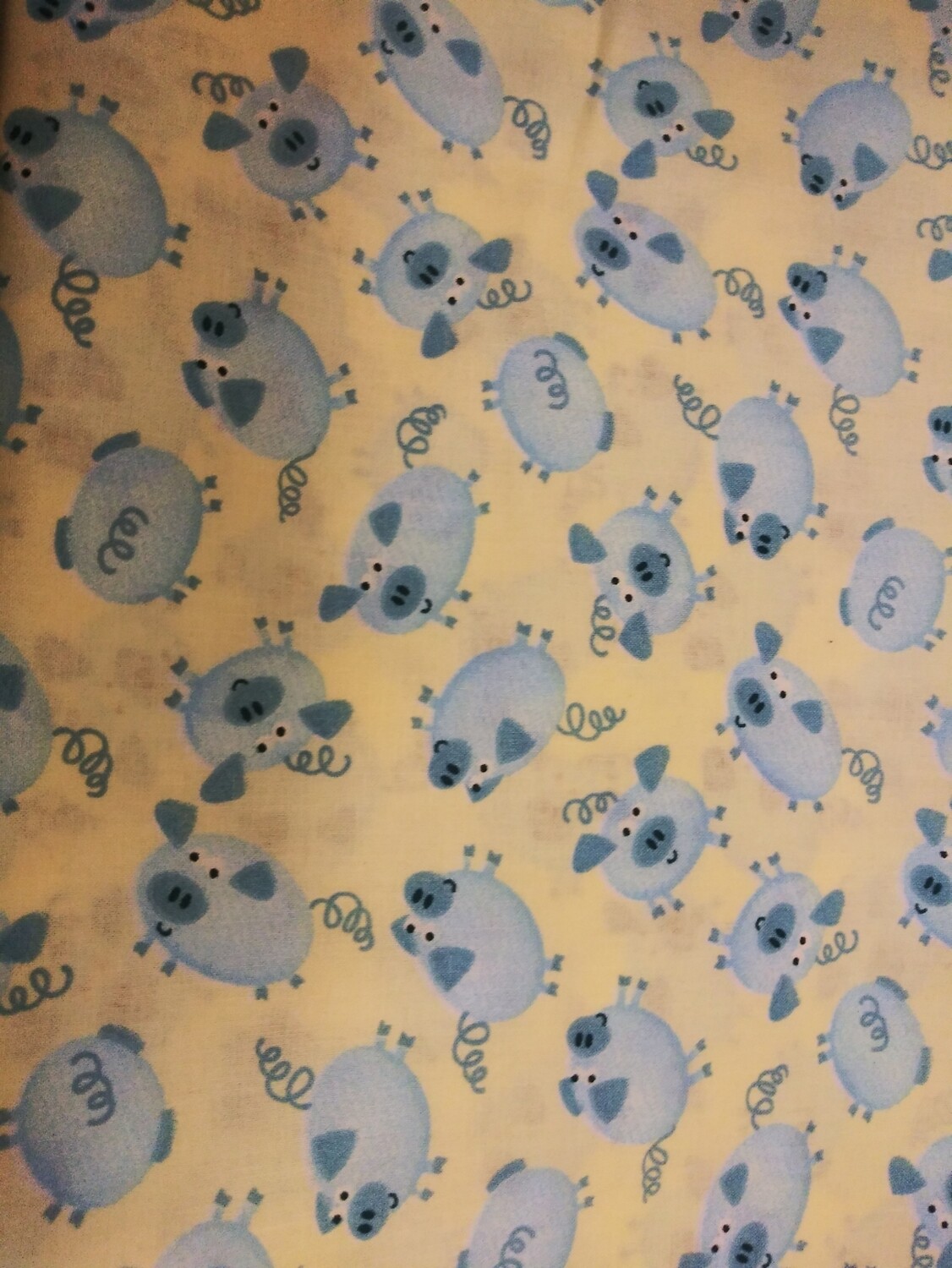 Blue Pig Print Fabric-Price per Yard