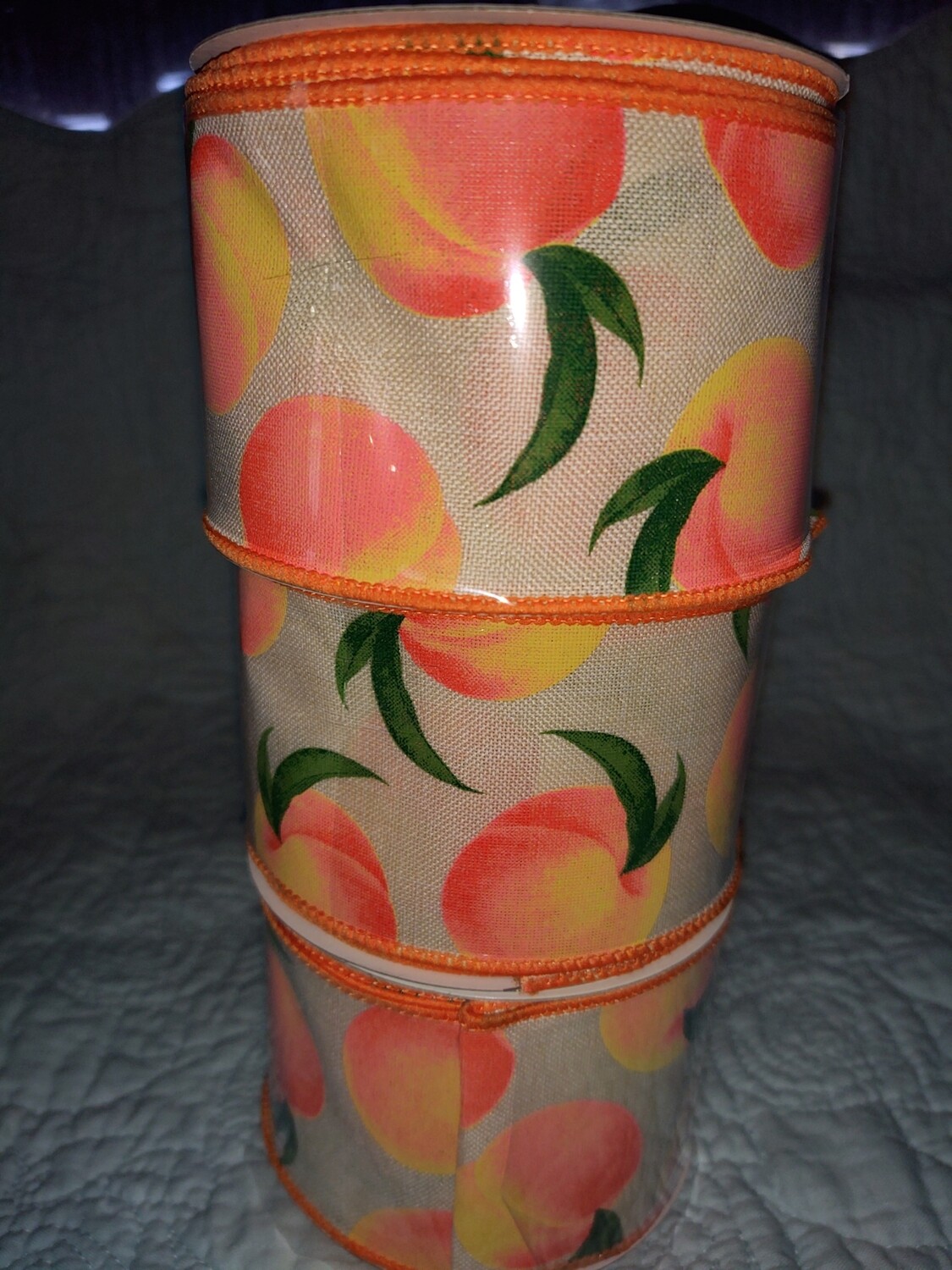 Peaches on Natural 2.5 x 10yds Online Only- Not available in the store.