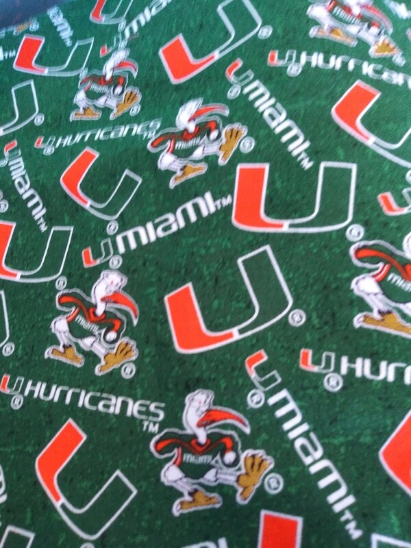 Miami Hurricanes Fabric - 2/3 Yard - End of Bolt
