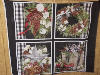 Gingham Christmas Pillow Panel by Nicole Tamarin for Springs Creative 36" x 44"