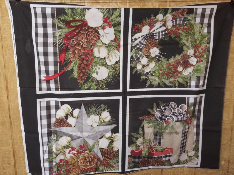 Gingham Christmas Pillow Panel  by Nicole Tamarin for Springs Creative 36" x 44"