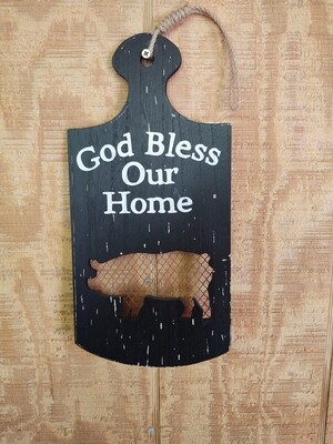 God Bless Our Home Pig Cutting Board sign 13