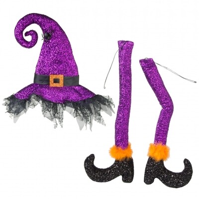 Shiny Halloween Witch Wreath Kit: Purple