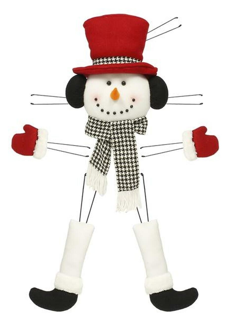 Plush Snowman Wreath Decor Kit: Dk Red/Houndstooth- XC610443