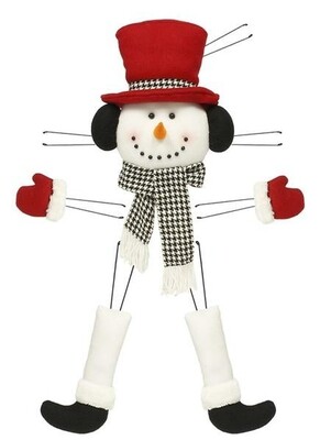 Plush Snowman Wreath Decor Kit: Dk Red/Houndstooth- XC610443
