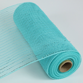  10" Metallic Deco Mesh 10 yds - Aqua