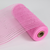  10" Metallic Deco Mesh 10 yds - Pink