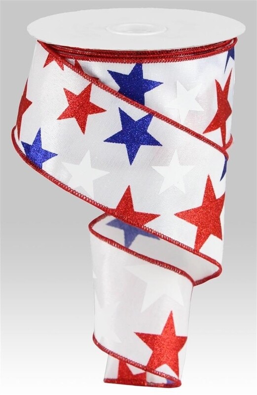 2.5"X10yd Star On Satin
White/Red Navy Wired