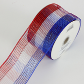 DECORATING STRIPE MESH RIBBON, METALLIC, 4" X 25 YDS