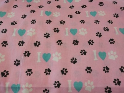 Pink Paw Print Fabric