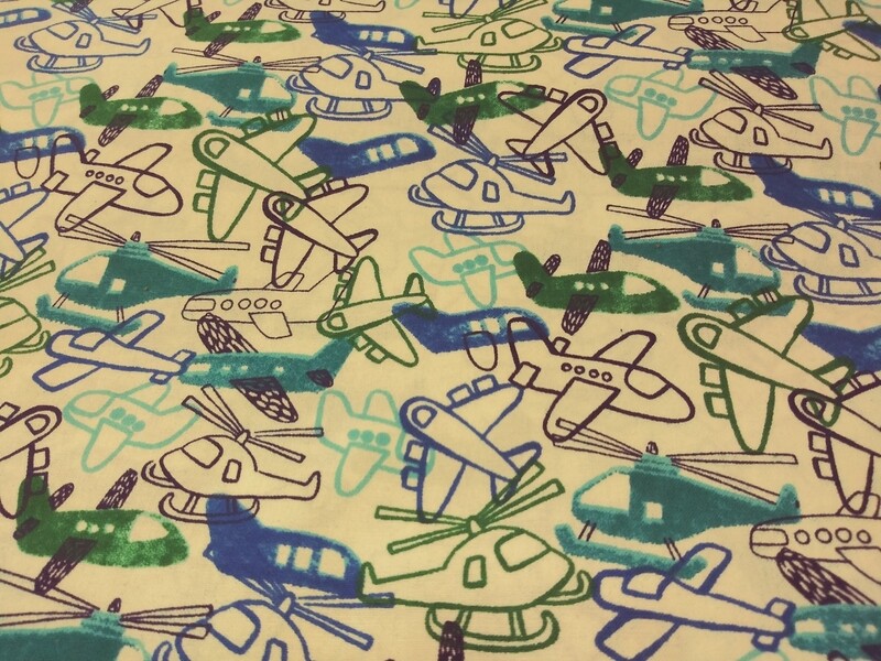 Airplane and Helicopter Print Fabric