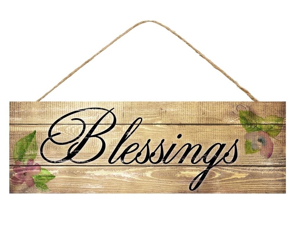 15"L X 5"H Blessings Floral Sign
