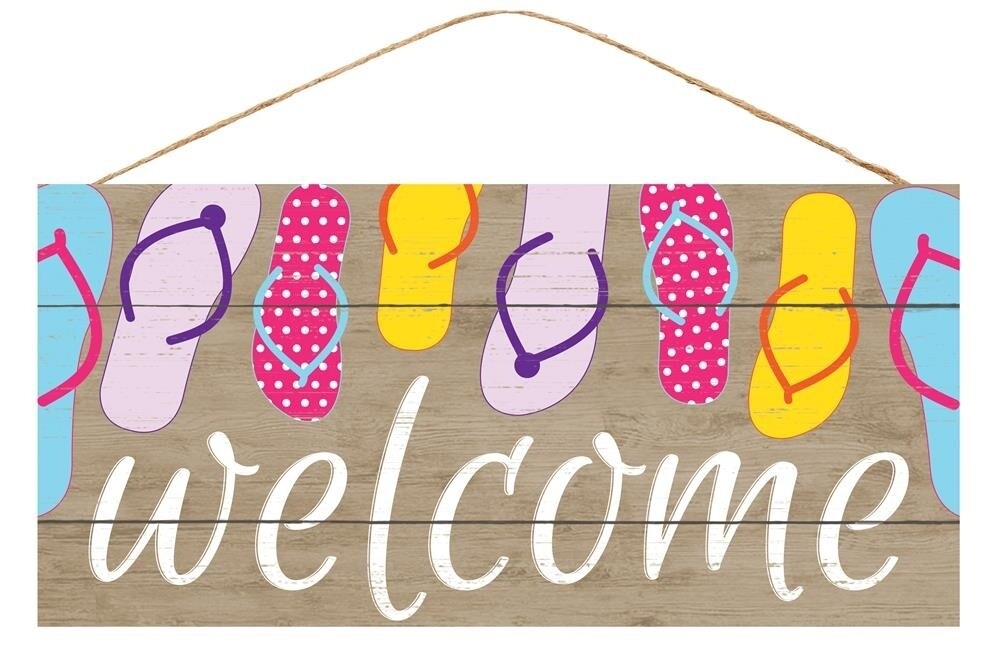 12.5"L X 6"H Welcome W/Flip Flops