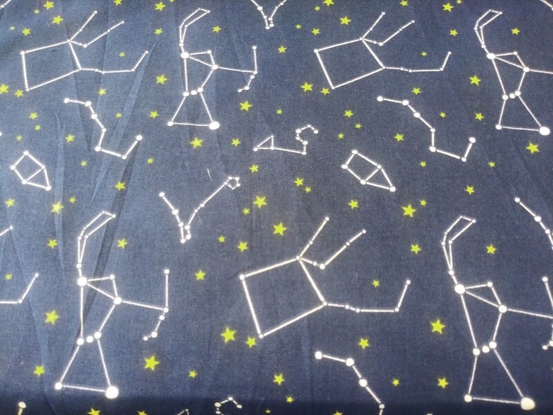 Magic Moon Constellation Print Fabric on Navy