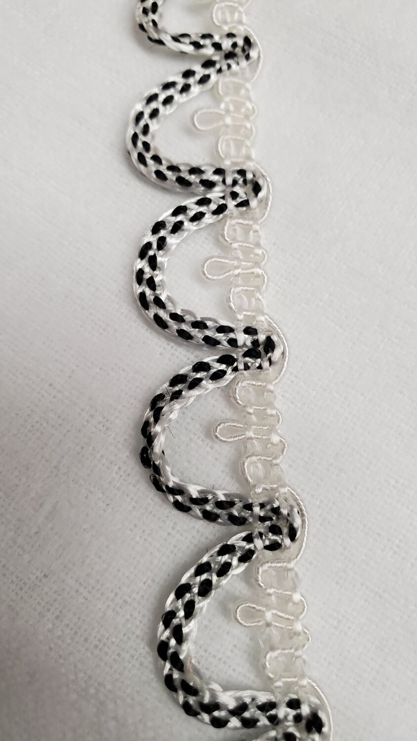 White & Black Fancy Button Loop 38 yd. Reel