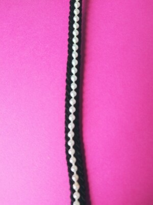 Black with White Pearl Trim 1/4" x 36 Yard Reel