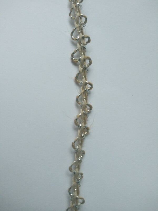 Silver/Jute Loop Braid Trim 3/8" x 36 Yards Reel
