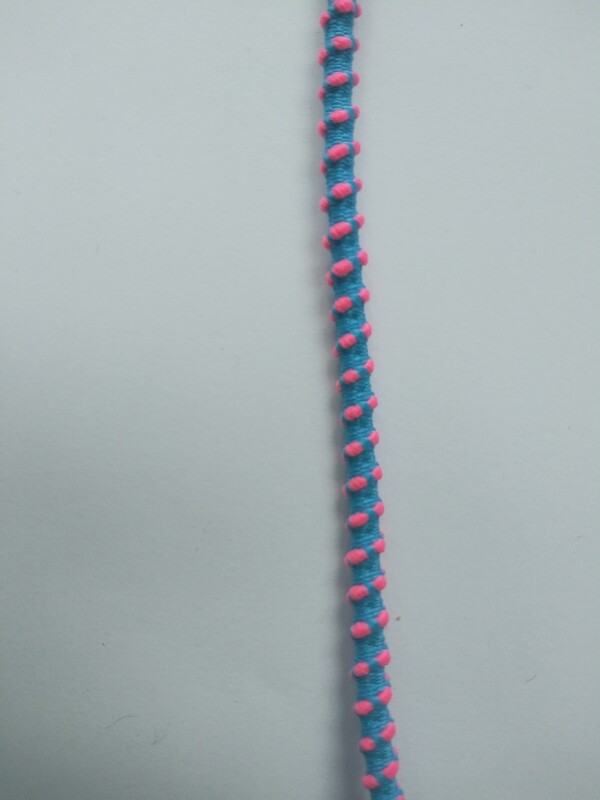 Bright Turquoise and Strawberry Round Elastic Trim 3/16" x 24 Yard Reel