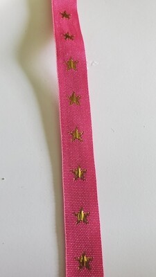 Star Trim in Pink with Gold Stars. 1/2 in. 36 yd. Reel