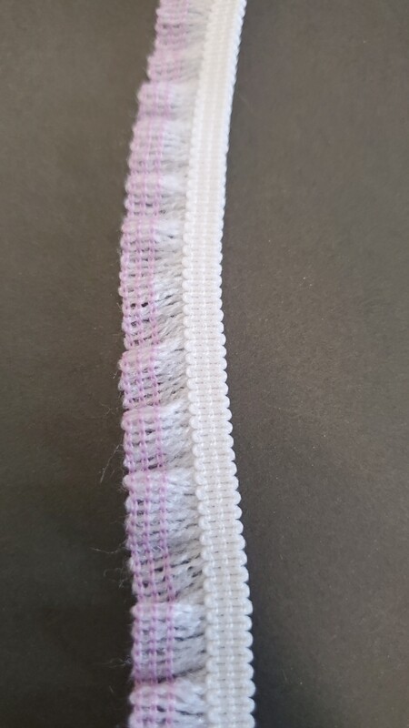 White Orchid elastic Ruffled Trim  5/8 in. 25 yd Reel