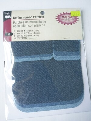 Dritz Denim Iron-On Patches, Multi Pack, 12 Pieces