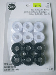 Dritz Class 15 Reusable Bobbins, Pack of 12, Black/White