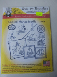 Aunt Martha's Iron-On Transfers #3918, Coastal Marine Motifs