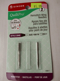 Singer Quilt Pro Hemstitch Wing Needles, Style #2040, Pack of 2, 100/16