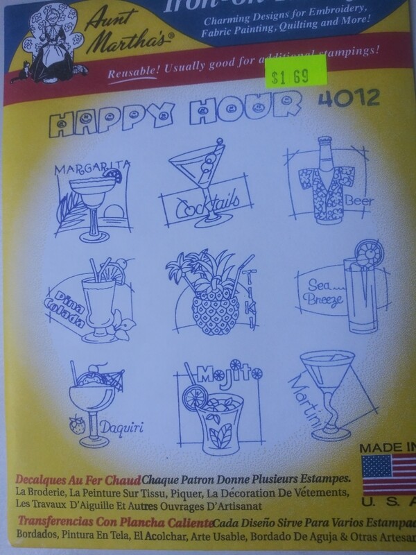 Aunt Martha's Iron-On Transfers #4012, Happy Hour