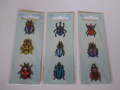 Beetle Iron-On Aplliques, 3 Packages, 3 Appliques Per Package