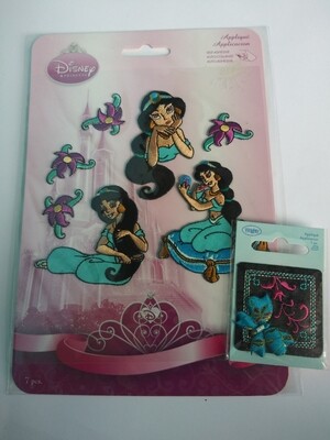 Princess Jasmine and Floral Butterfly Applique, Set of 2