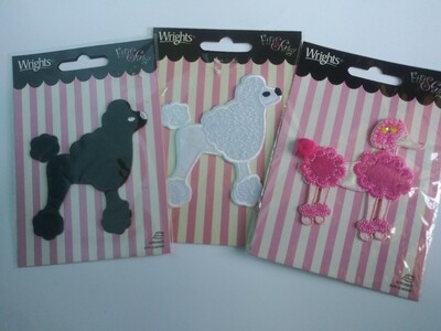 Wright's Fifi & Gigi Iron On Poodle Appliques, Set of 3, Approx. 3 in x 3 in