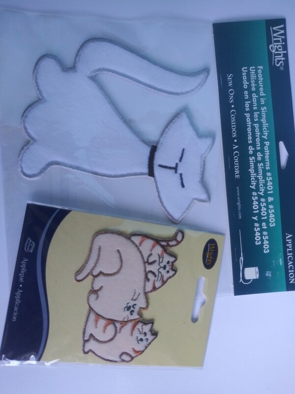 Wrights Cat Appliques, Set of 2