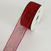 DECORATING MESH RIBBON, METALLIC, 2.5" X 25 YDS- Burgundy