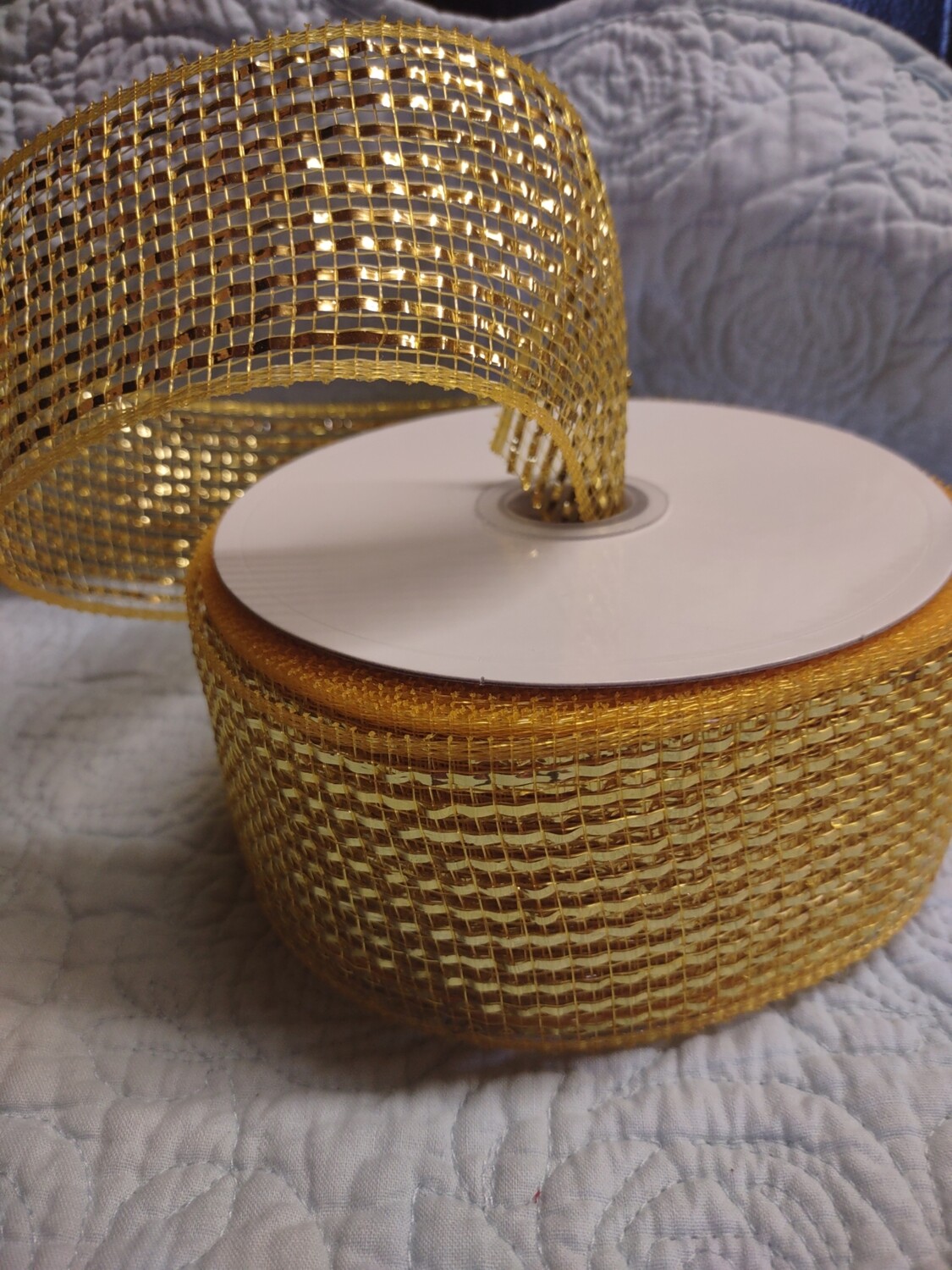 2.5 Inch Gold Mesh Metallic Foil Ribbon, 2.5 Inches x 25 Yards