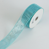 DECORATING MESH RIBBON, METALLIC, 2.5" X 25 YDS- AQUA