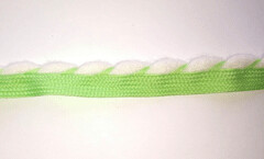 Lime Trim with Cream Fleece Piping, 1/2" - 12 Yards