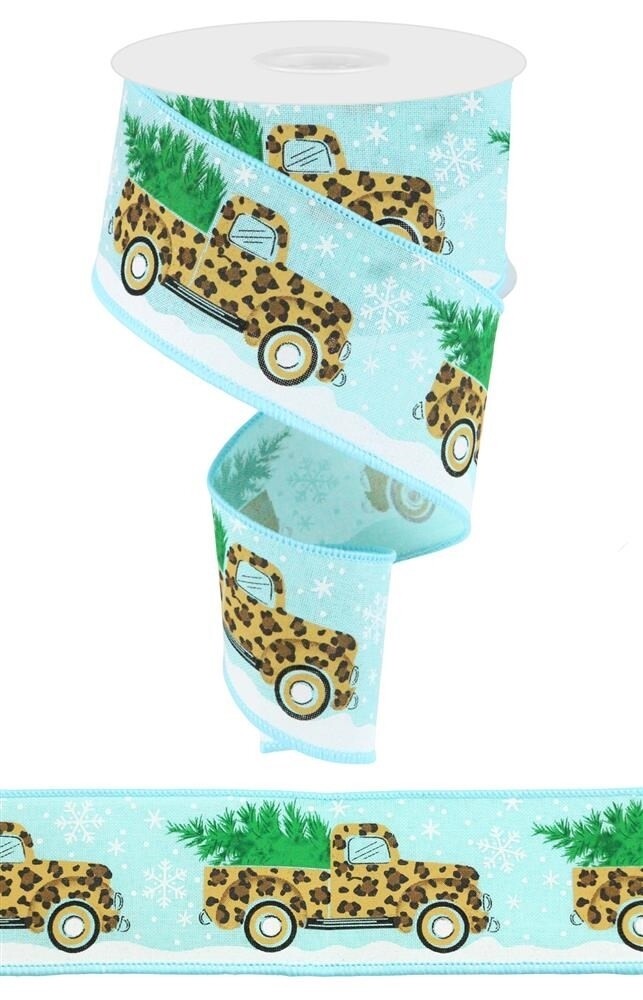 2.5"X10yd Leopard Truck/Snowy Tree- Ice Blue