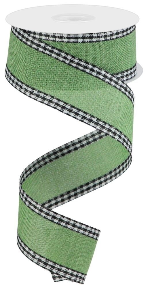 1.5"X10YD ROYAL BURLAP GINGHAM EDGE-GREEN/BLACK/WHITE