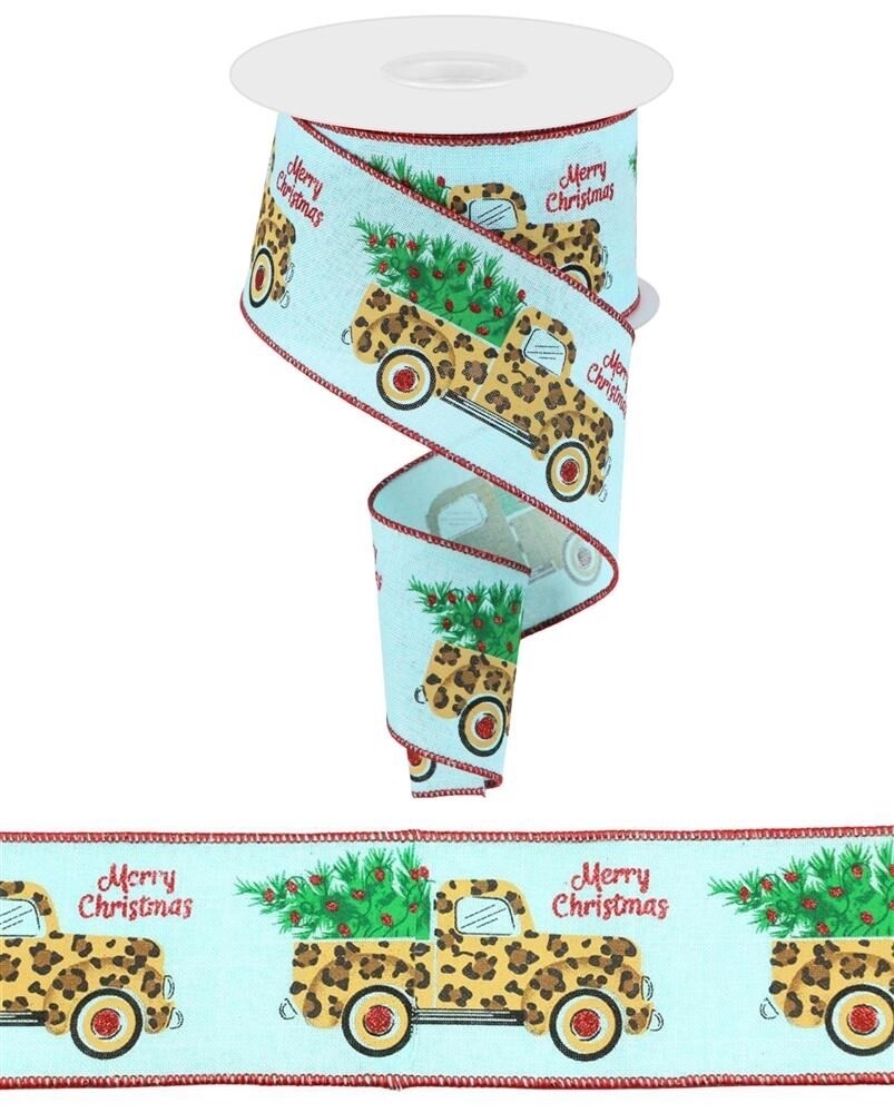 2.5"X10YD LEOPARD TRUCK W/TREE/ROYAL- ICE BLUE