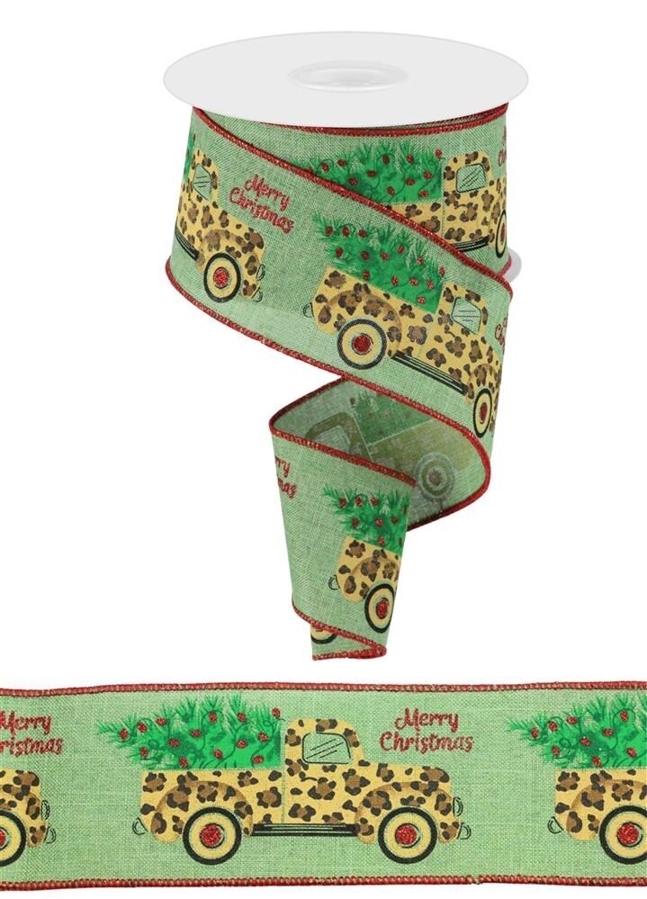 2.5"X10YD LEOPARD TRUCK W/TREE/ROYAL- GREEN