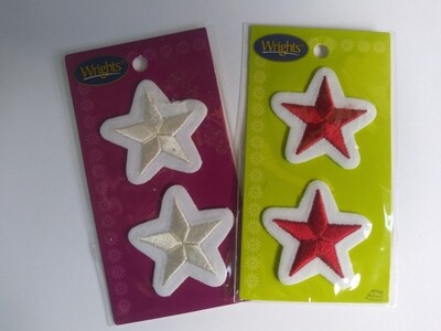 Wrights Star Iron-On Appliques, 1.5 in, 2 Packages
