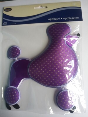 Wrights Purple Poodle Iron-On Applique, Approx 6.5 × 7 in