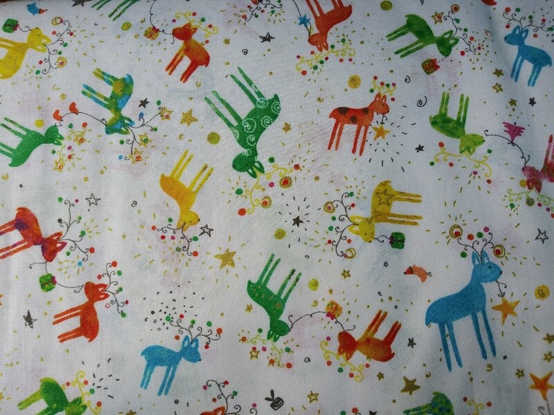 Holiday  Minis by Turnowsky for  QT Fabrics-White, Reindeer