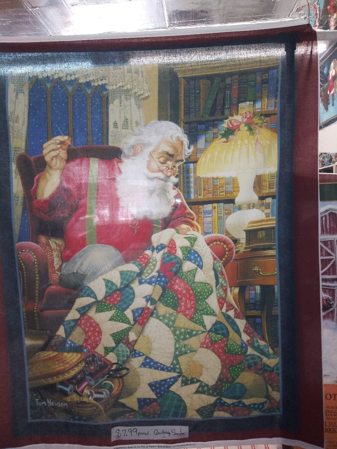 Quilting Santa Panel, Approx 36"w x 44" l